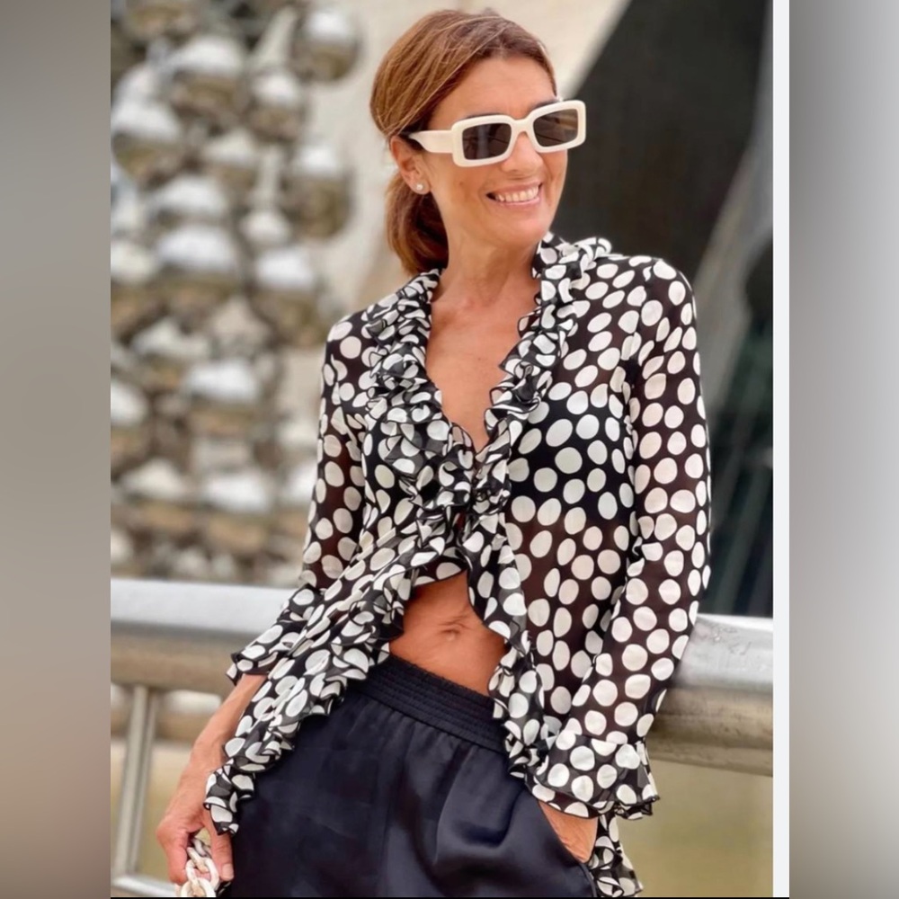 Zara Ruffled Polka Dot Blouse. New With Tags.